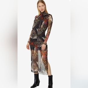 All Saints Multicolor Sheer Midi Dress
